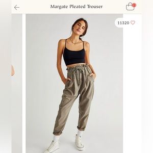 Free People Margate Pleated Trouser, Washed Black, Size XS